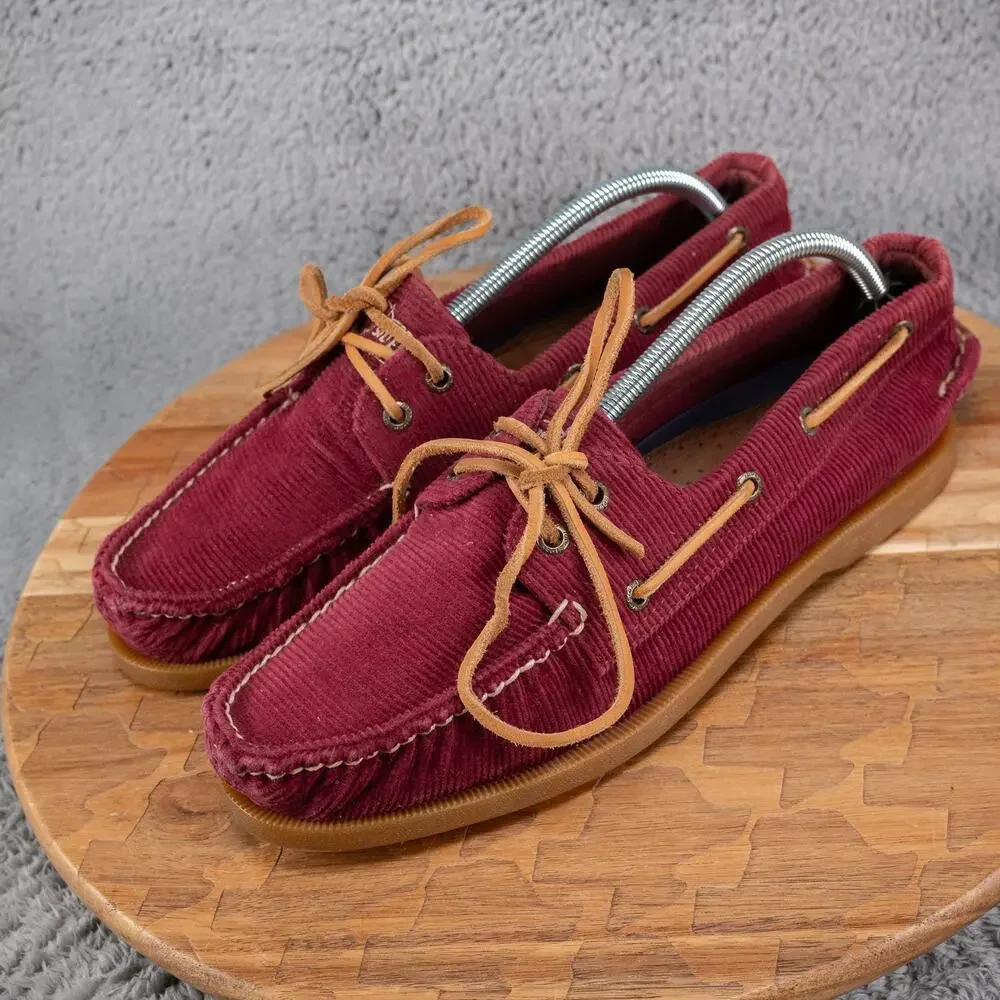 SPERRY Red Maroon Corduroy Boat Shoes‎ Mens Size 10 M